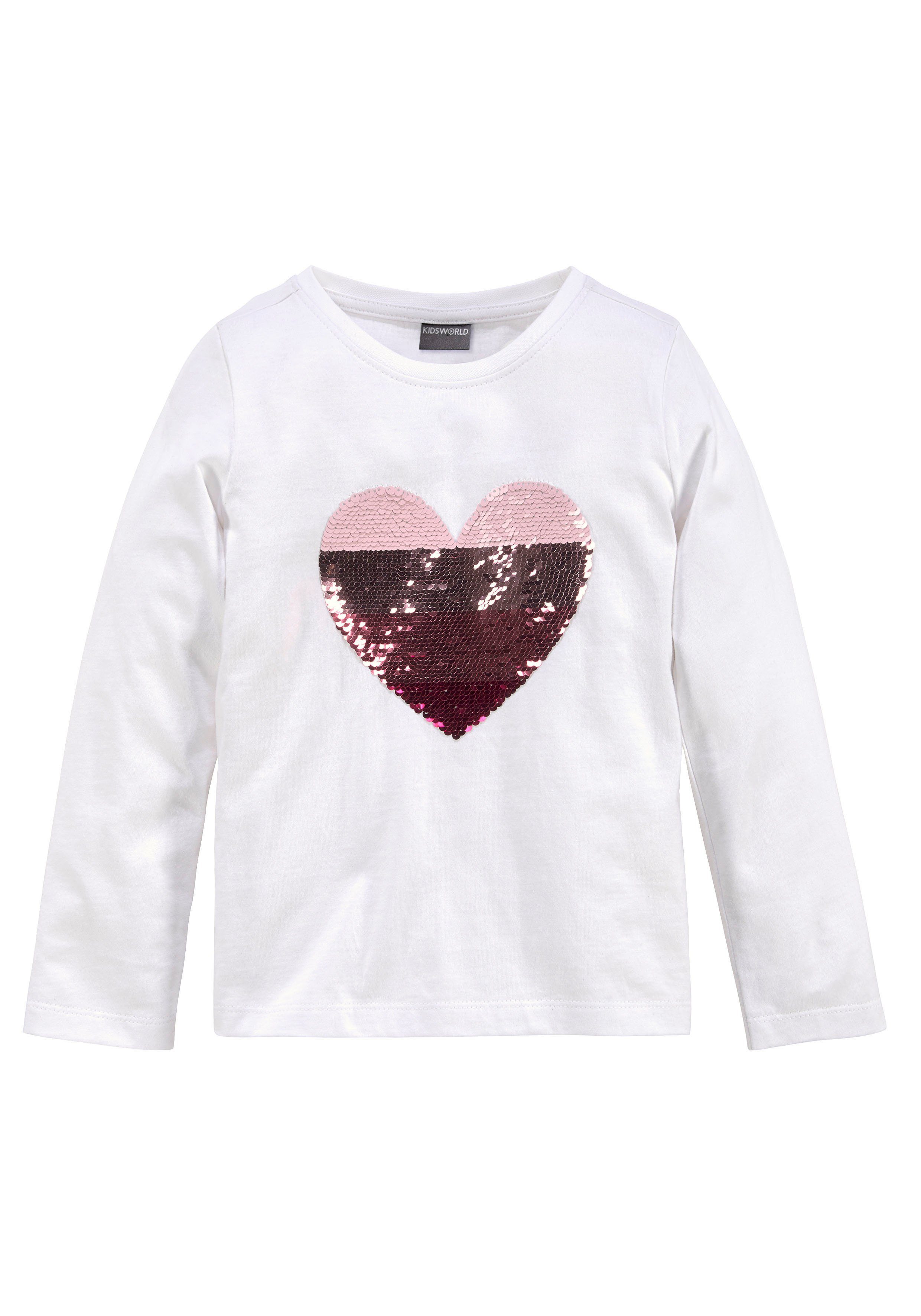 KIDSWORLD Paillettenshirt Herz mit Paillettenherz zum Wenden