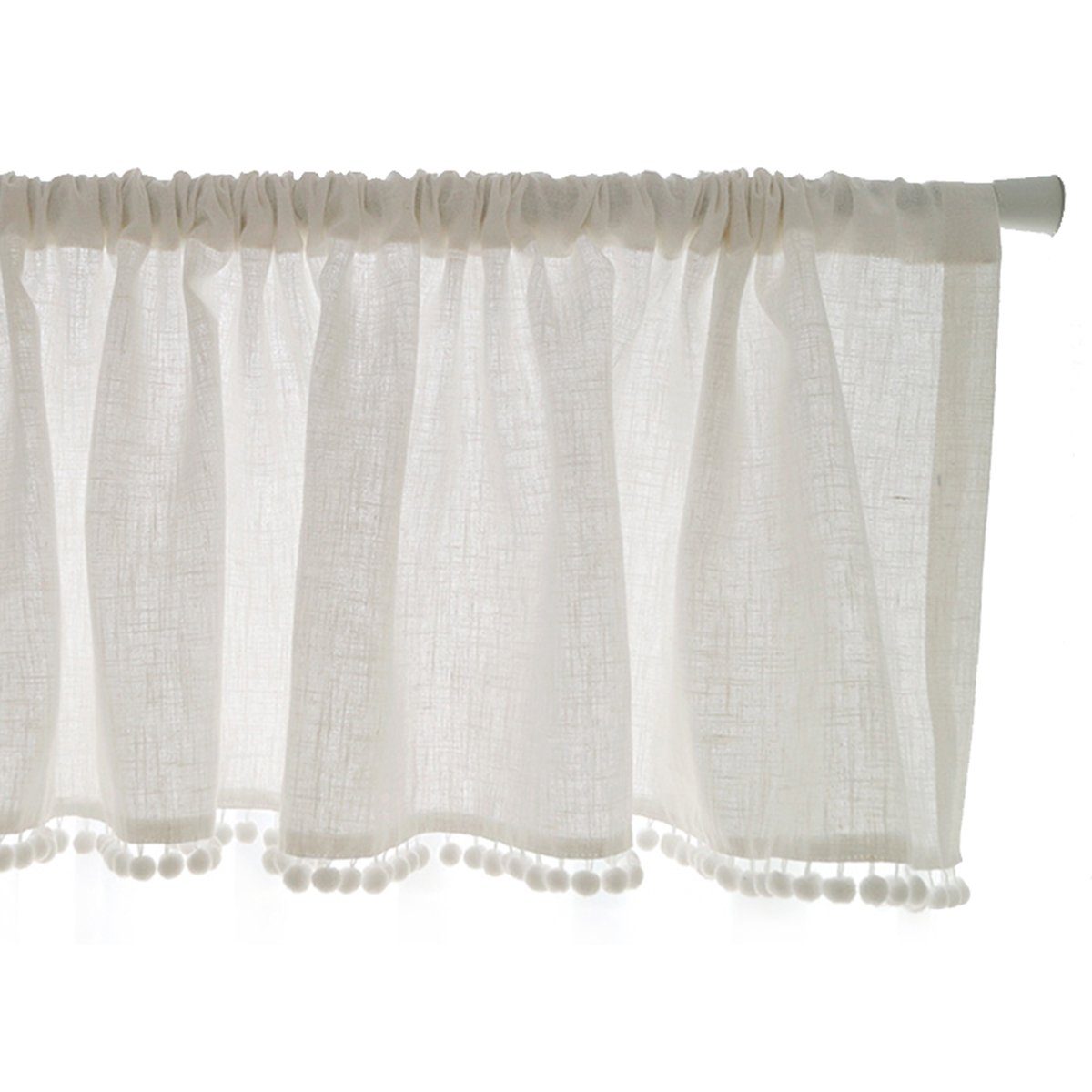Scheibengardine Kurze Fenster Gardinen Vorhänge, Quastenball, Freizeit, Sunicol, (1 St), H×B:46×132;61×132;76×132