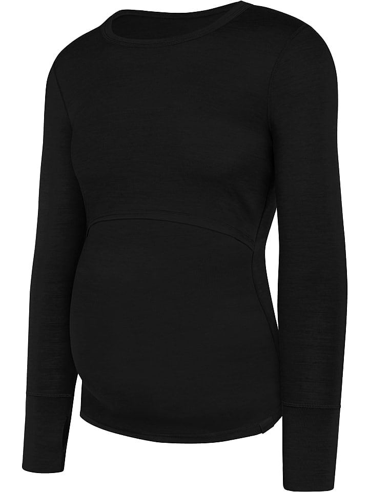 Normani Outdoor Sports Merino Umstands-Langarm-Shirt „Cambria“ in Schwarz günstig kaufen M