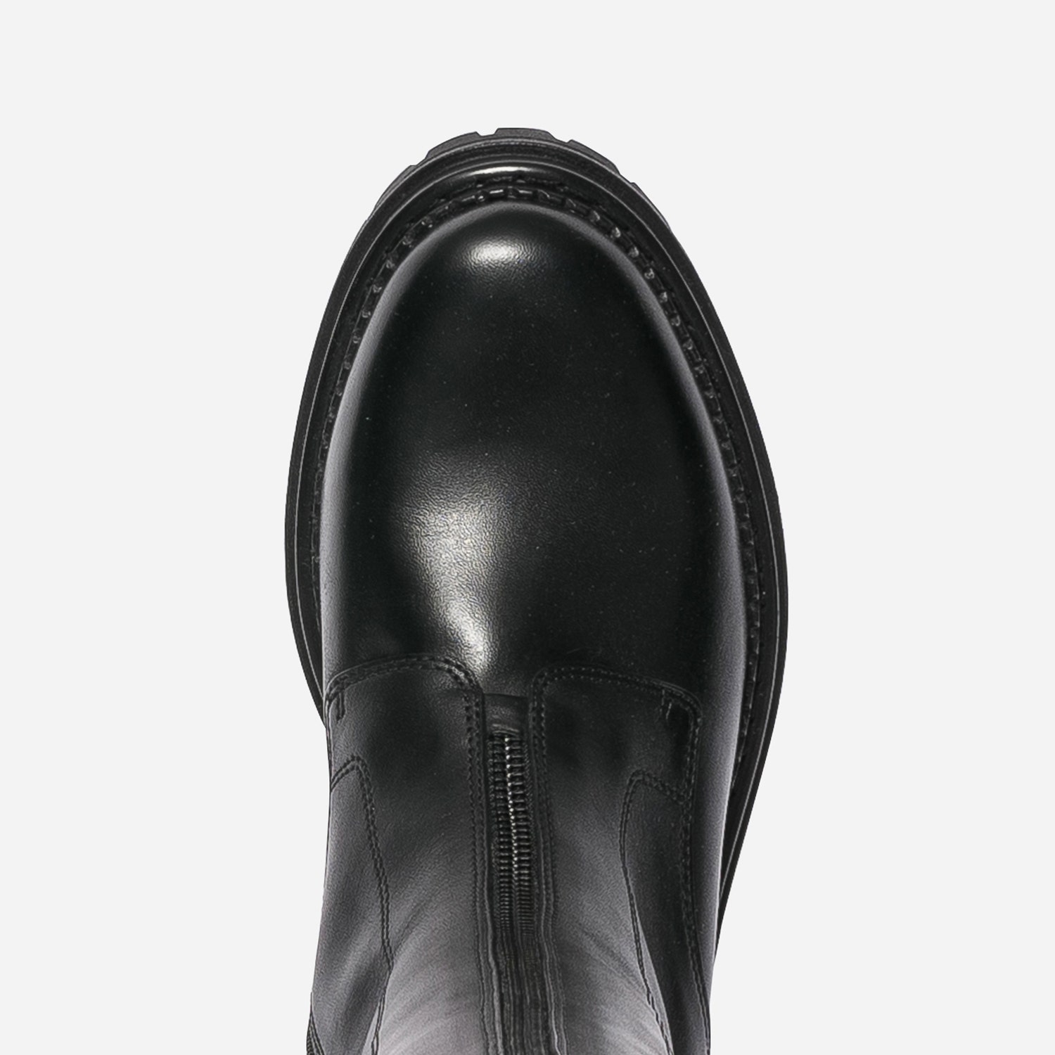 Botte TEXTO noire en cuir à double zip