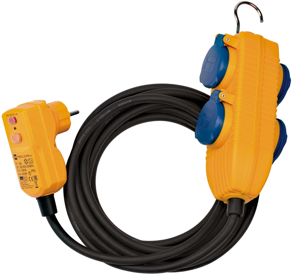 Brennenstuhl 1168720010 Adapterkabel FI IP54 med stikdåse 5m sort H07RN-F 3G1.5