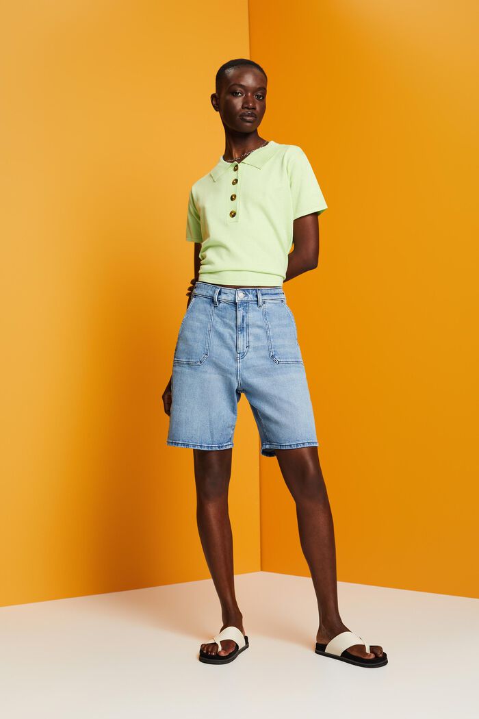Jeans-Shorts mit hohem Bund