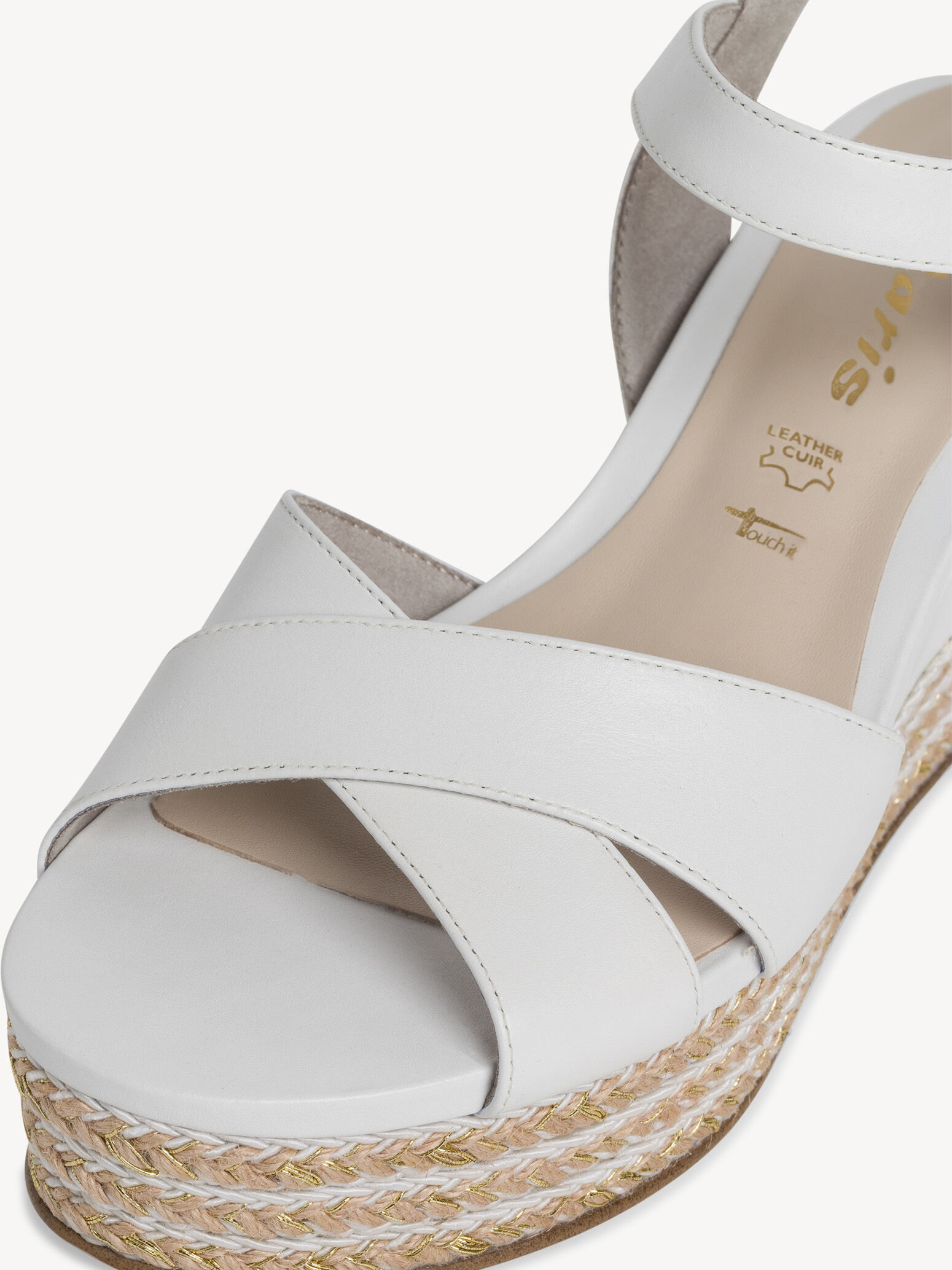 Sandale à talon en cuir - blanc