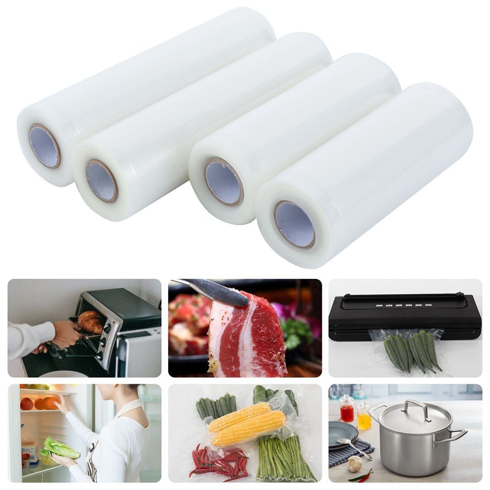 Zoomyo Vakuumier-Folienrollen Vakuumierrollen-Set, 2 Vakuumier-Rollen mit 15 cm, 2 Vakuumierrollen mit 20 cm Breite, Länge je 6 m