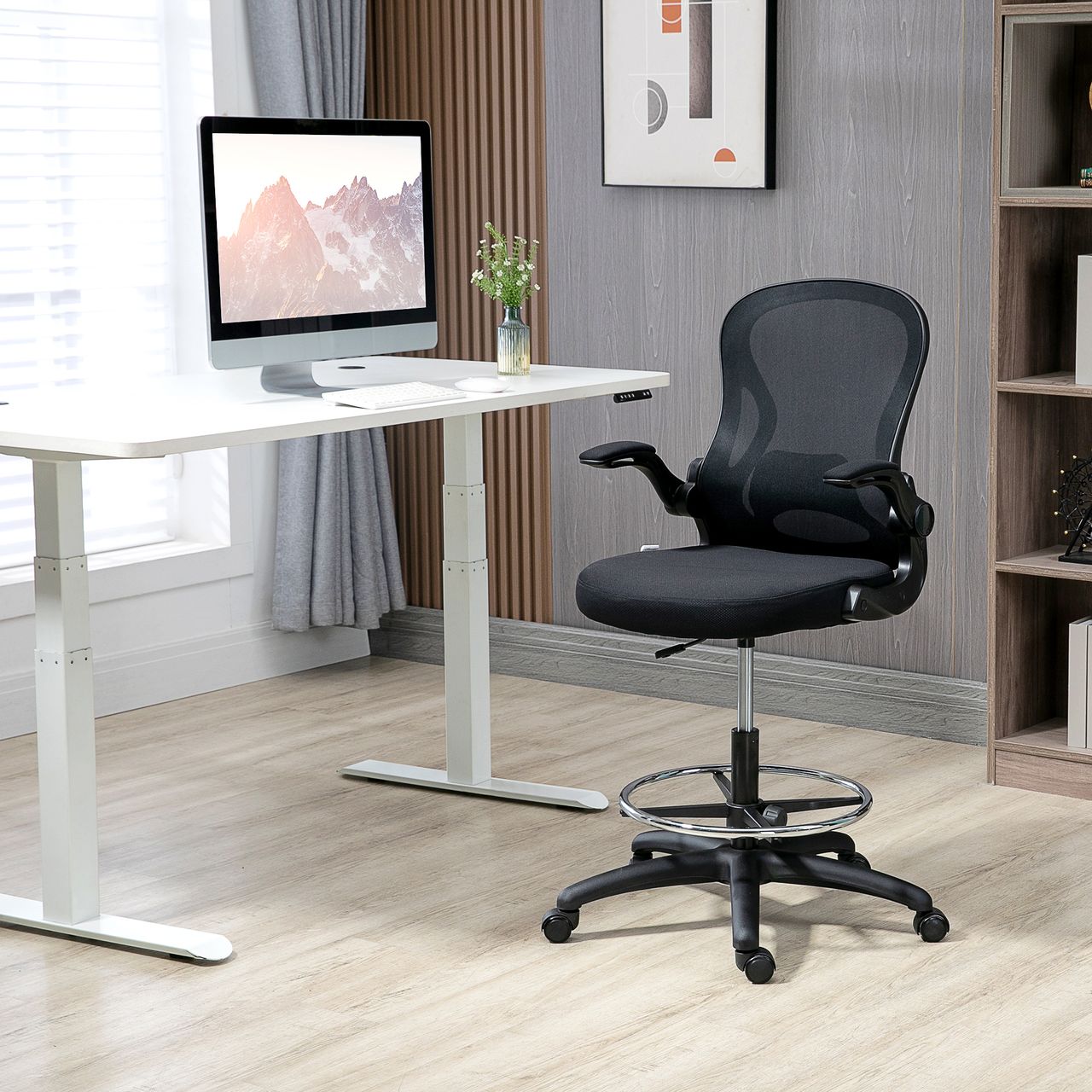 Vinsetto Zeichenstuhl, Höhenverstellbarer Bürostuhl, Ergonomischer Drehstuhl