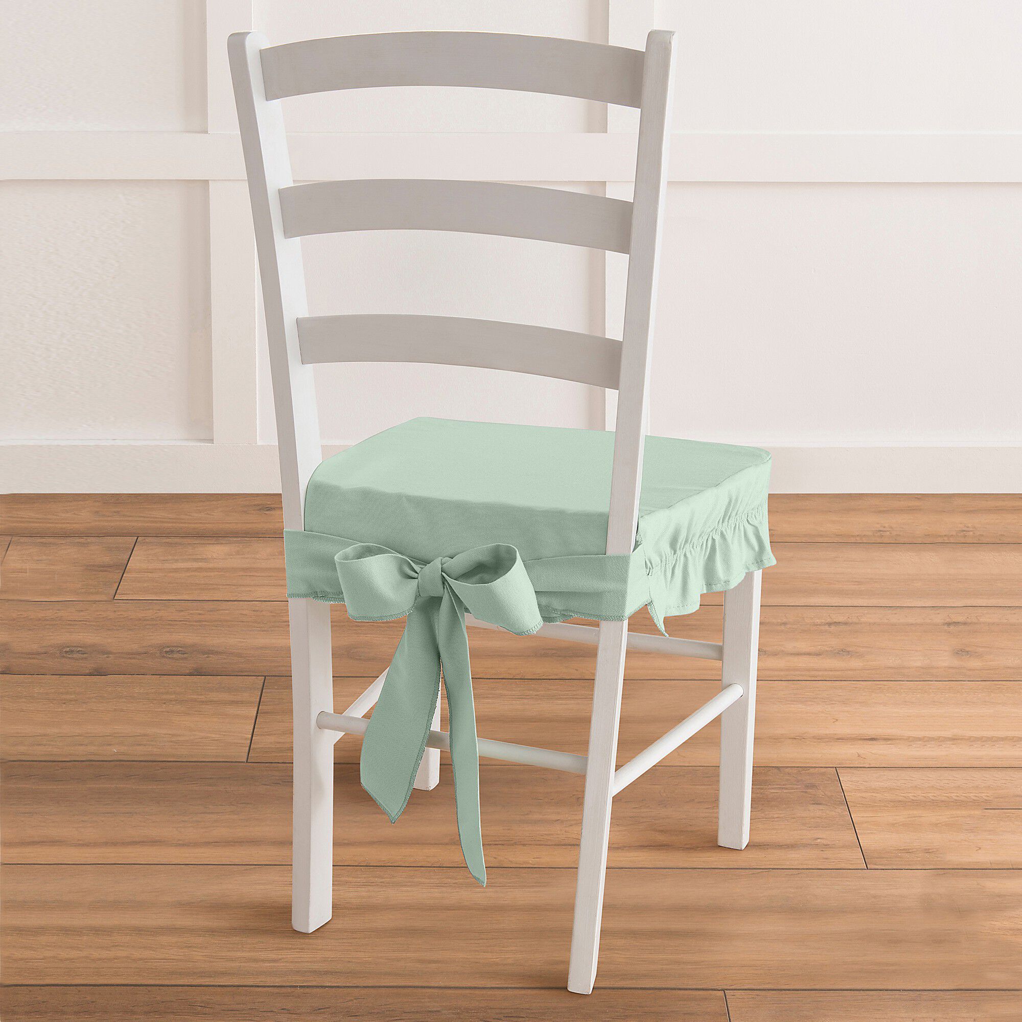 Housse chaise unie volantée coton bachette