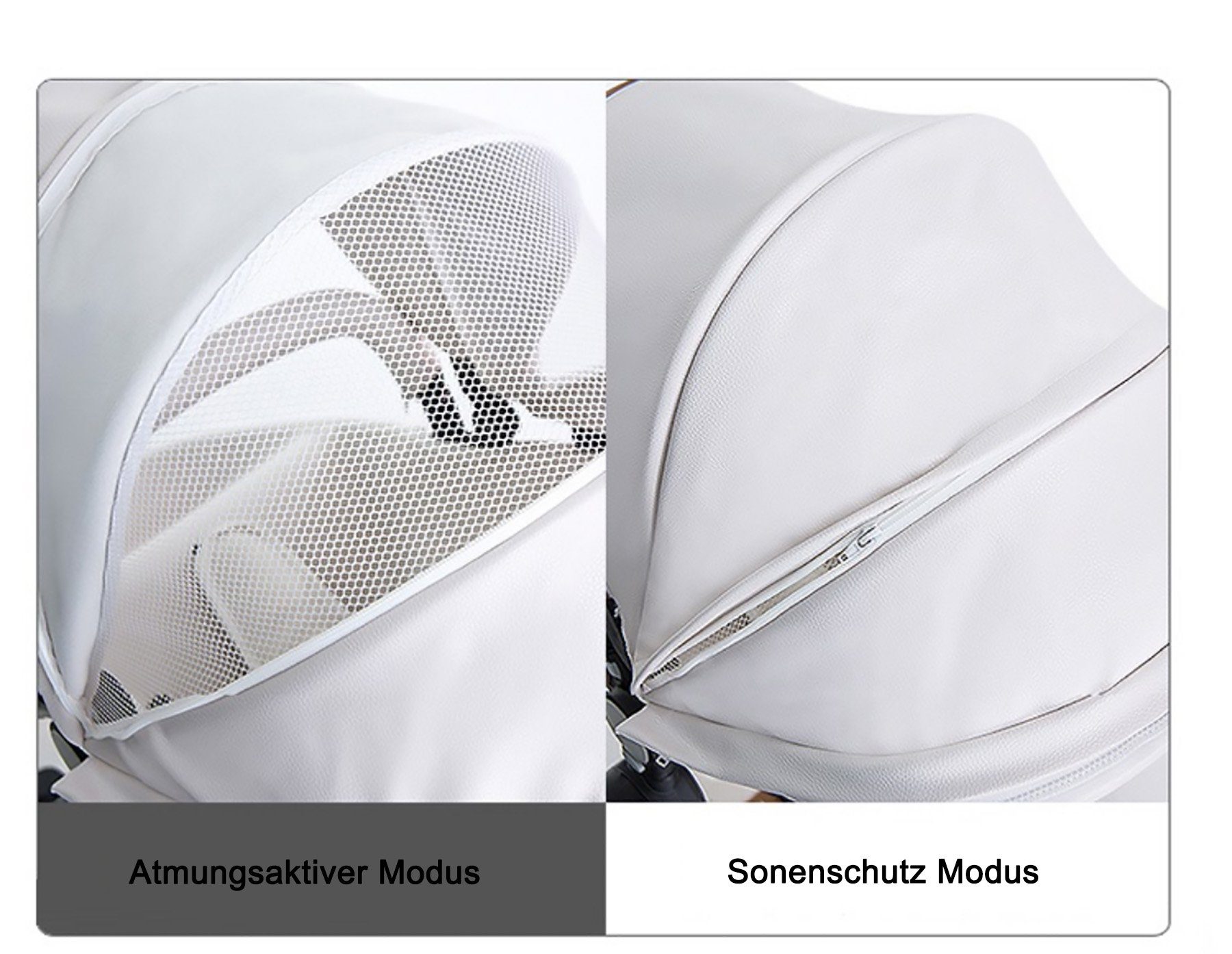 TPFLiving Kombi-Kinderwagen Babyschale Baby, Buggy Babywanne Kinderwagen 3 in 1 inkl. Stauraum Kunstleder Schwarz