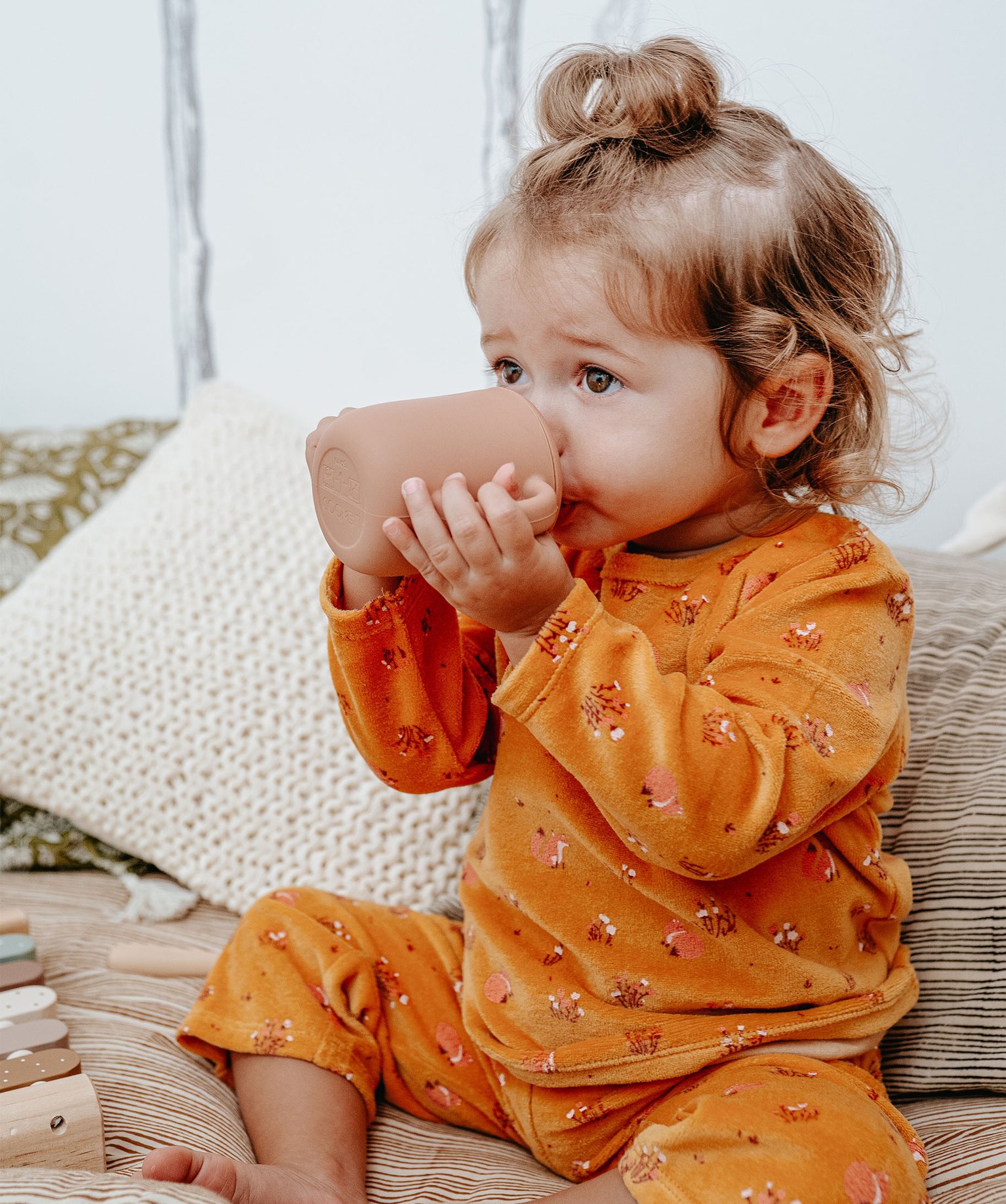 Pyjama 2 pièces en velours imprimé bébé jaune | GEMO