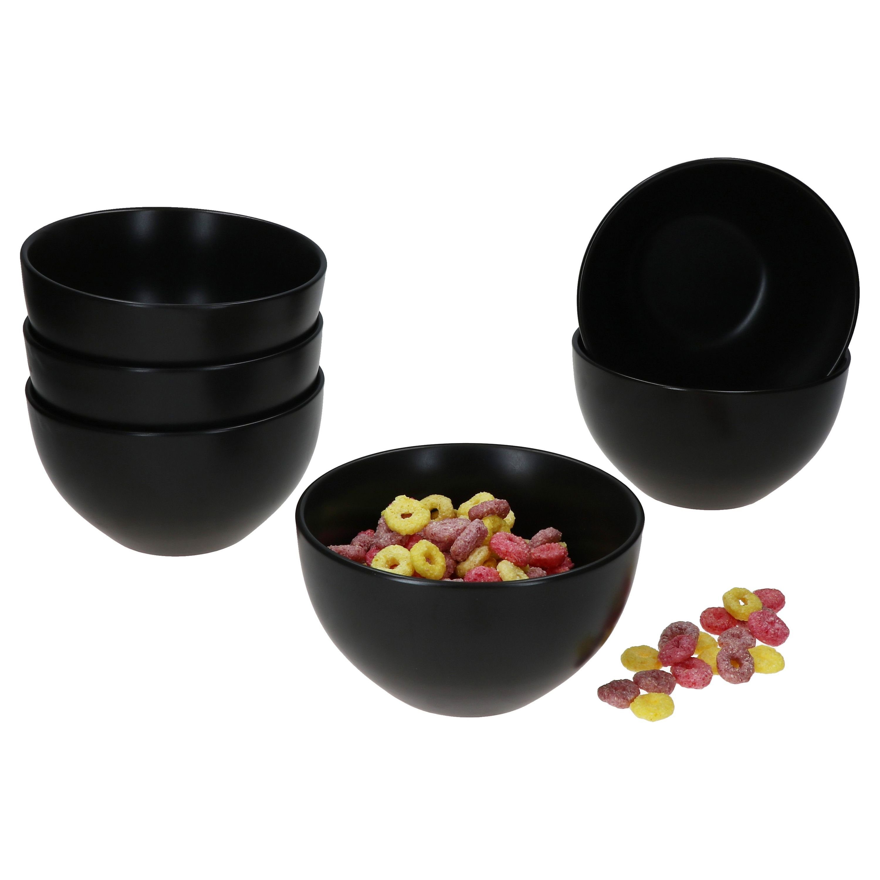 MamboCat Müslischale 6x Panther Schale Ø14,2cm schwarz 450ml Steingut 6 Personen, Steingut