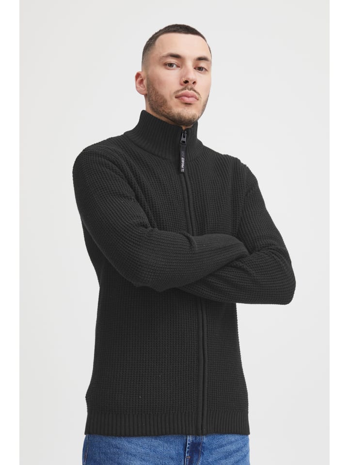 11 Project Strickjacke PRKimmo 21301063-ME  Lässige Strickjacke mit Perlfang in Schwarz günstig kaufen