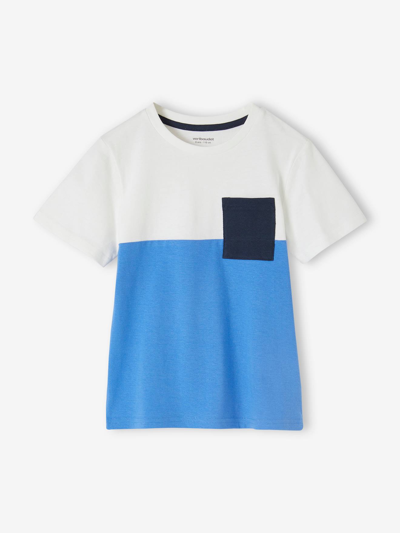 Vertbaudet Jungen T-Shirt, Colorblock Oeko-Tex - azurblau
