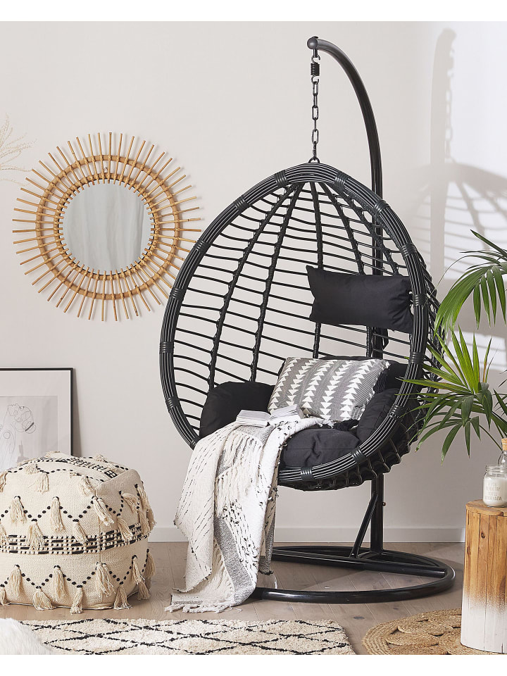Beliani Hängesessel TOLLO in Schwarz - (W) 100 x (H) 199 x (L) 97 cm günstig kaufen onesize