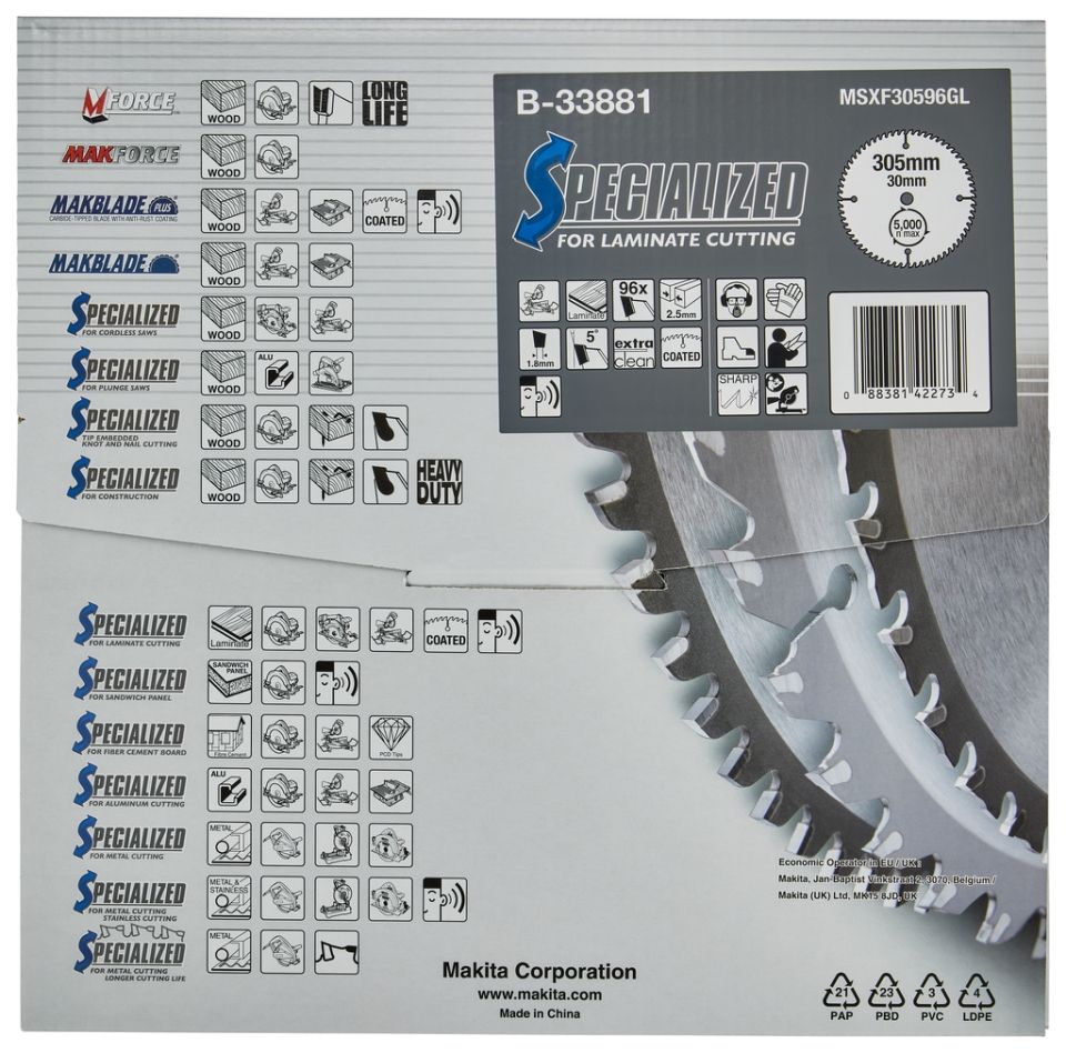 Makita pribor B-33881 specijalizirana kružna pilna ploča 305 x 30 x 2,5 96T