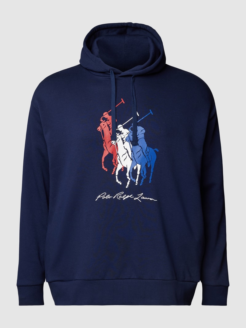 PLUS SIZE Hoodie mit Label-Print in marineblau