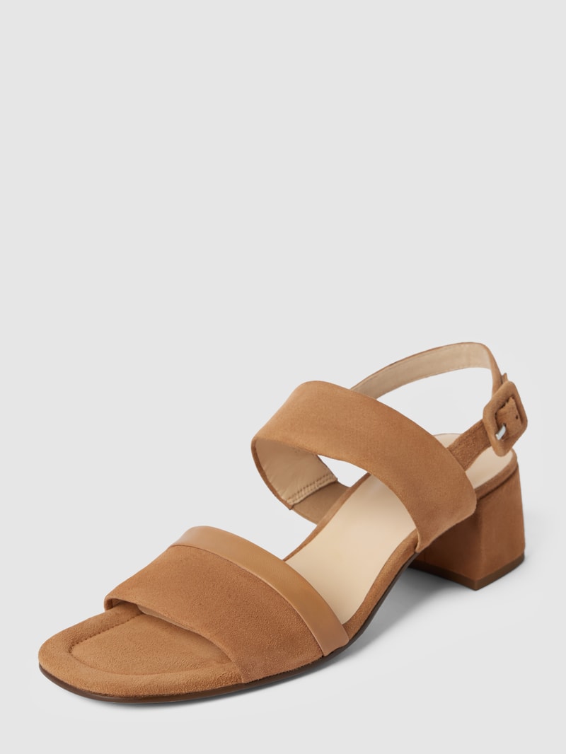 Sandaletten mit breitem Absatz in camel