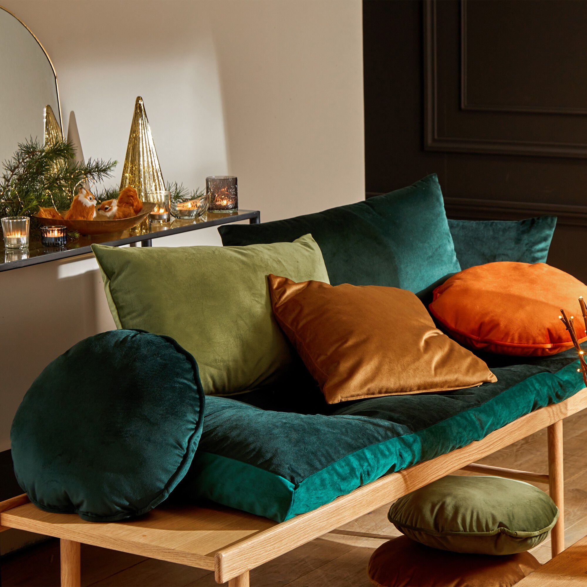 Housse coussin en velours uni