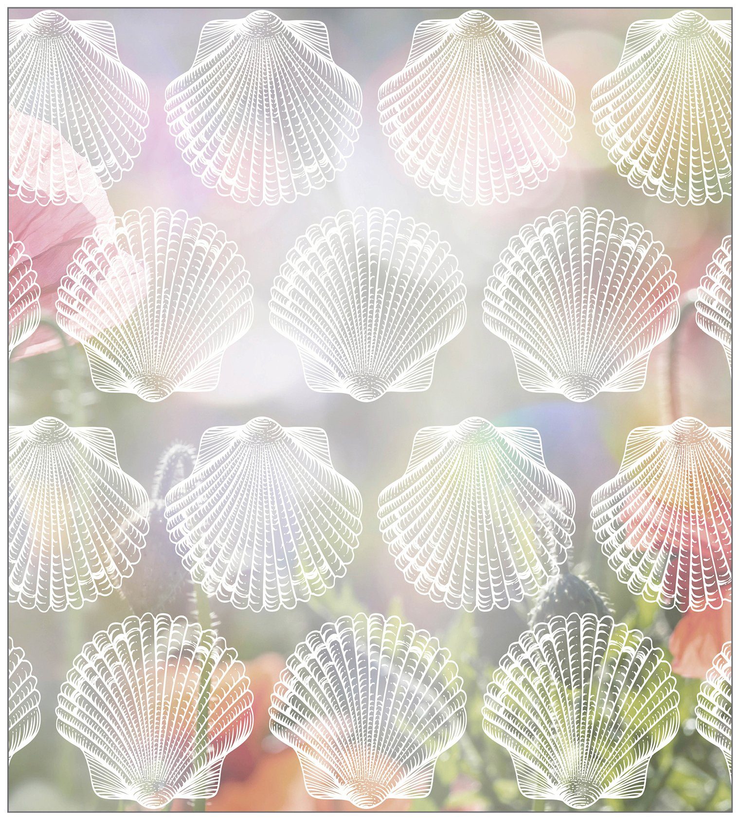 Fensterfolie Look Shells white, MySpotti, halbtransparent, glatt, 90 x 100 cm, statisch haftend