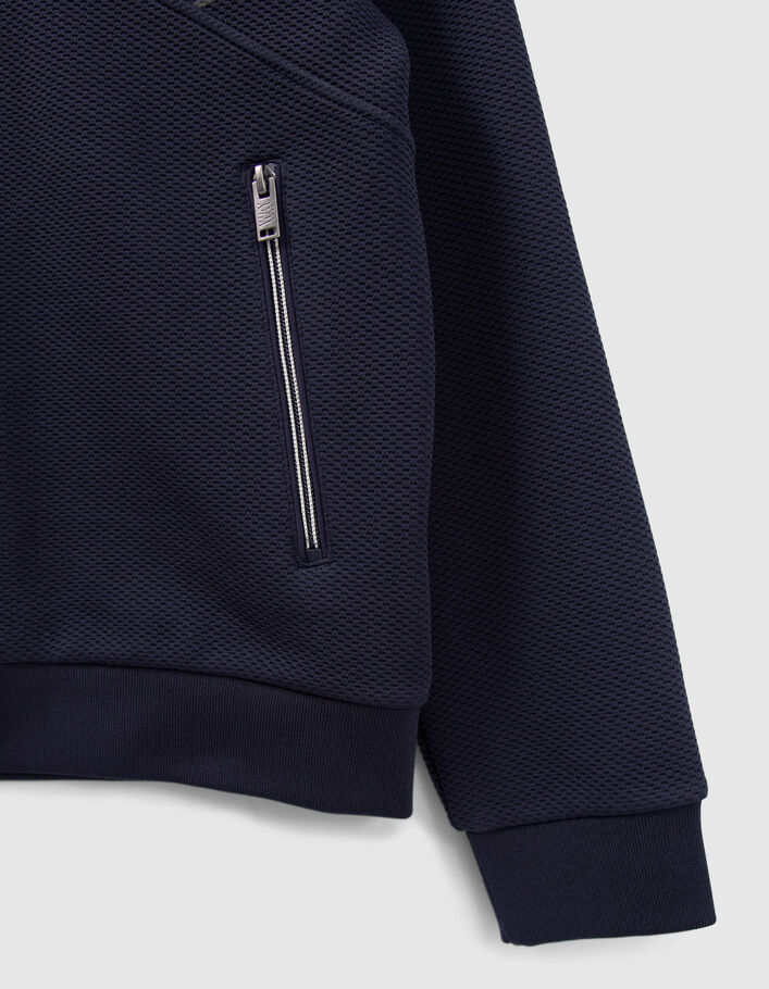 Cardigan marine molleton tech fleece reliefé garçon