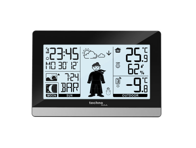 Technoline WS9612 moderne Wetterstation, schwarz