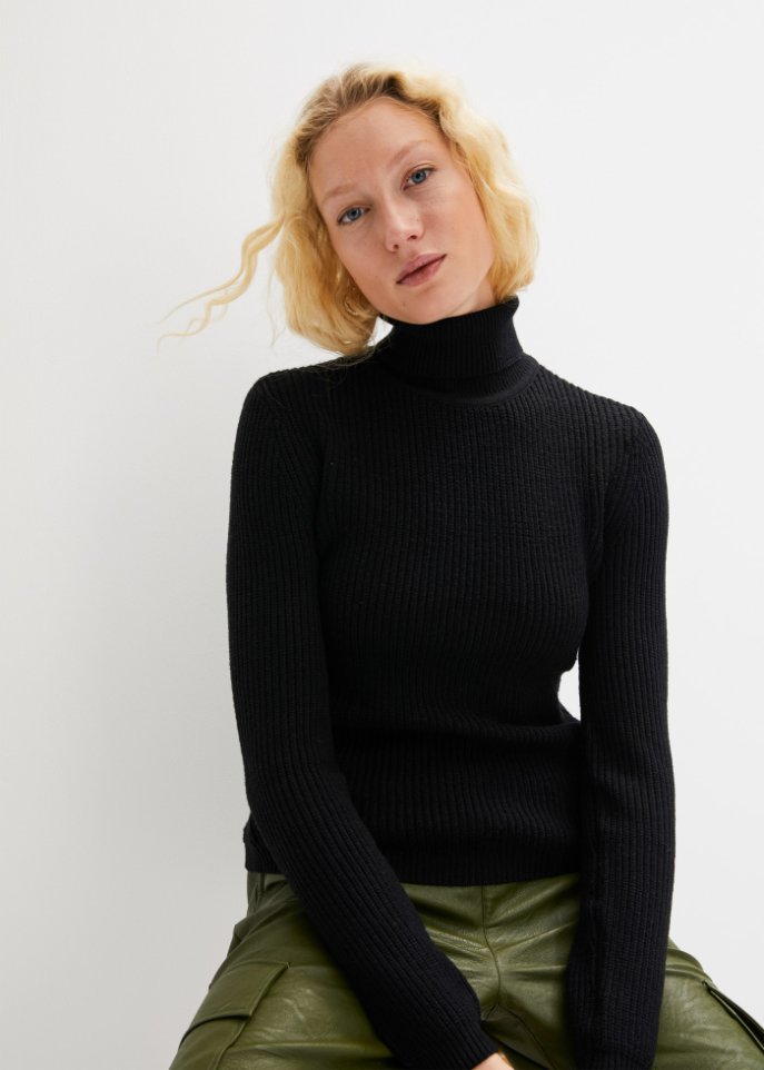 Rollkragenpullover, eng anliegend