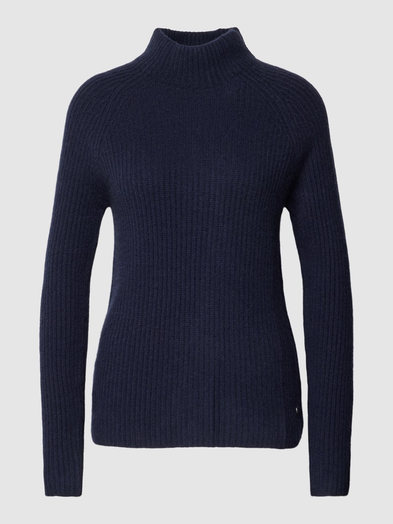 Rollkragenpullover aus Kaschmir mit Rippenstruktur in marineblau