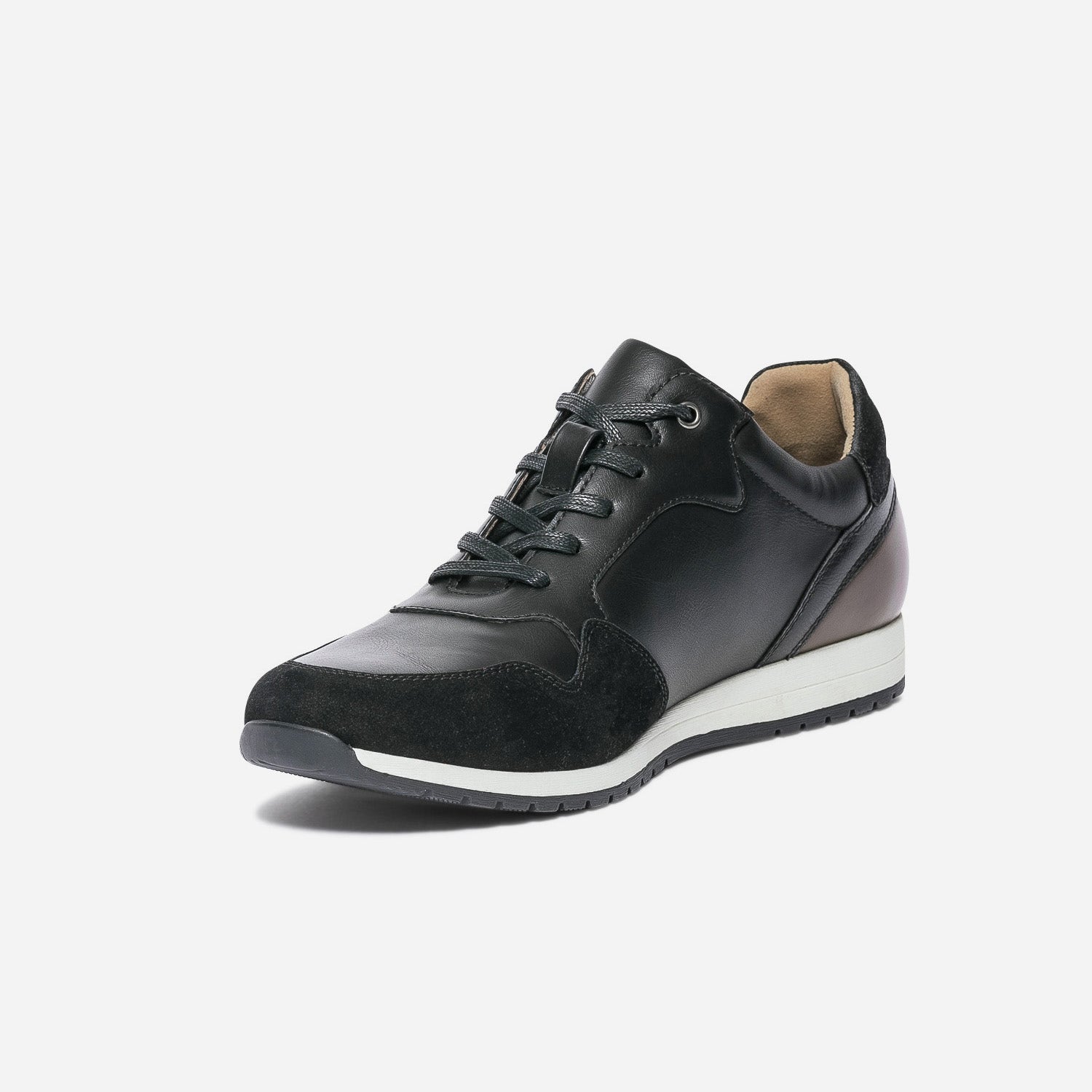Tennis noire et marron bi matière