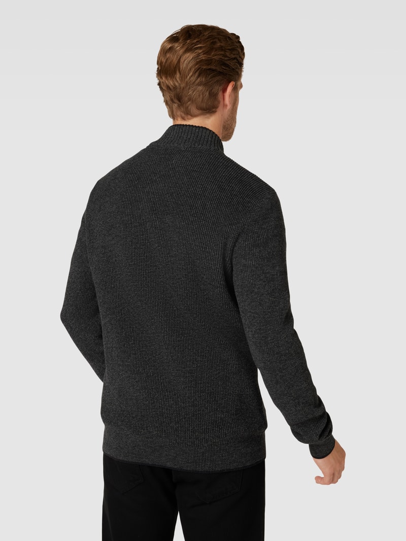 Strickjacke mit Stehkragen in anthrazit