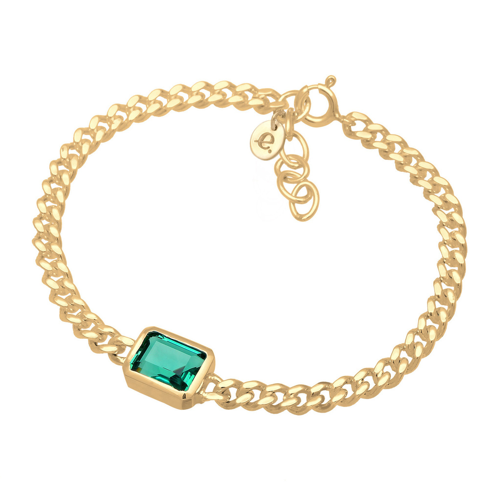 Elli PREMIUM Elli PREMIUM Bracelet Panzerkette Quarz Edelstein Grün 925er Silber Bracelet