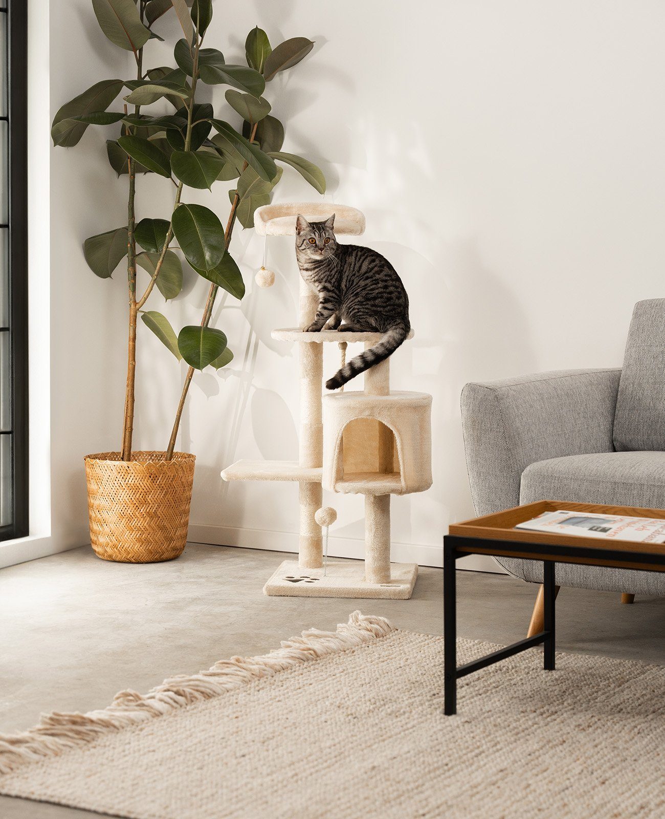 lionto Kratzbaum Katzenkratzbaum Höhe 112 cm, beige