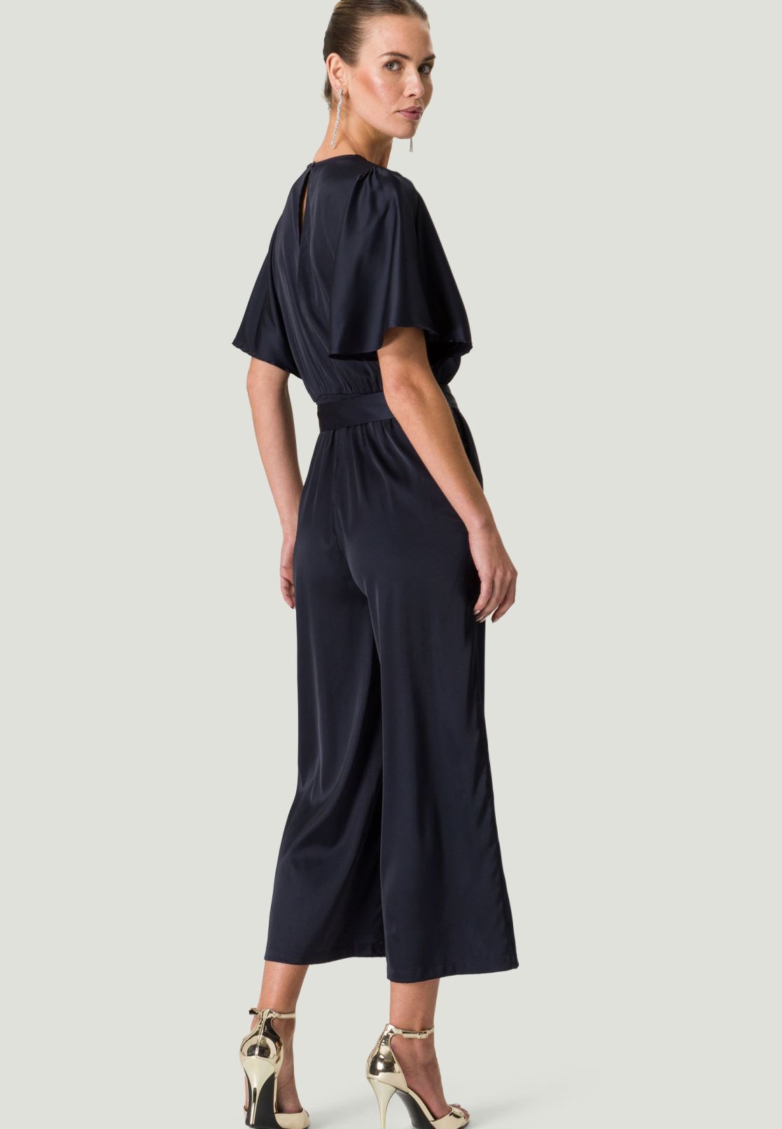 Jumpsuit Satin mit Stoffgürtel