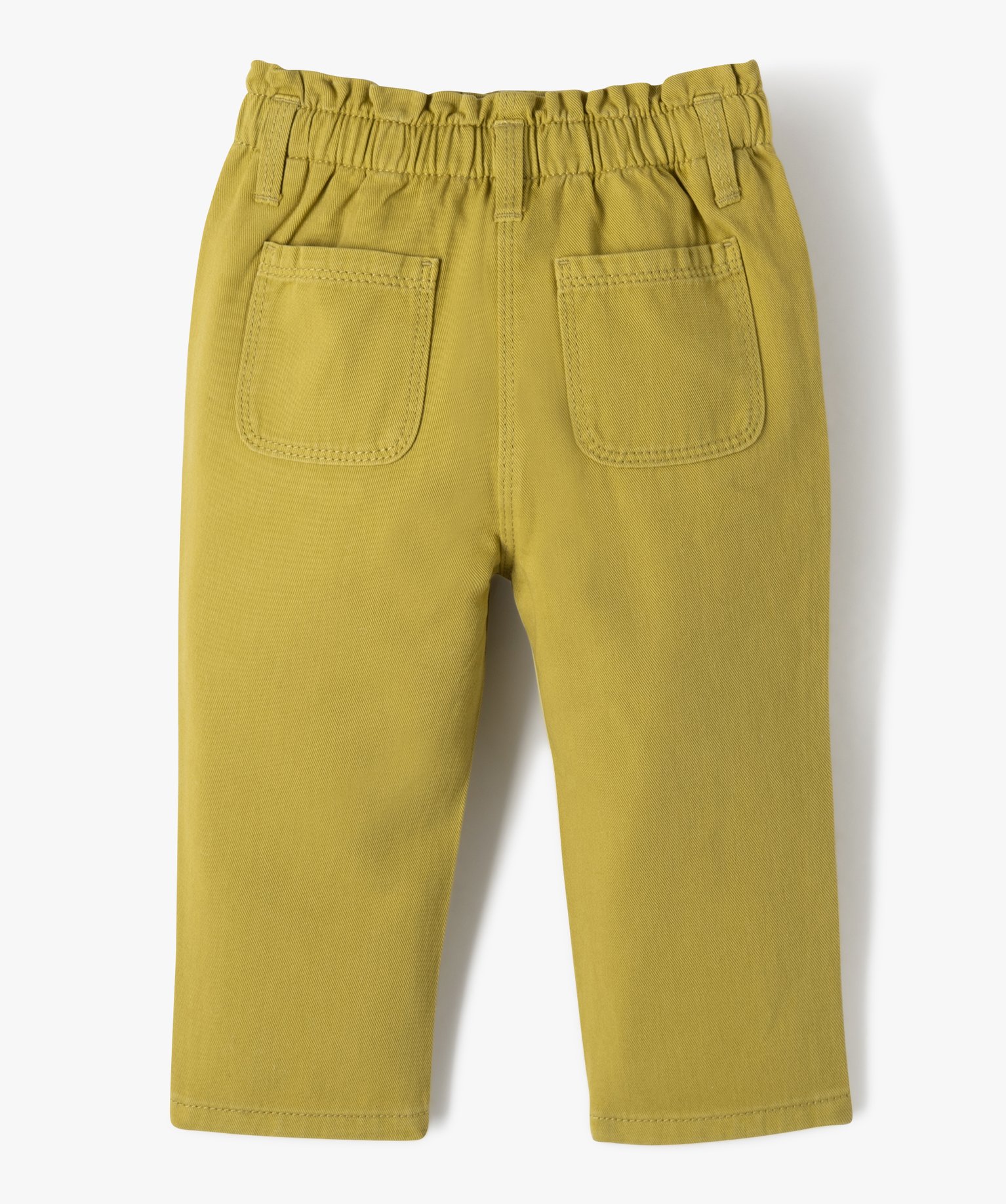 Pantalon bébé fille en toile de coton avec ceinture froncée vert | GEMO