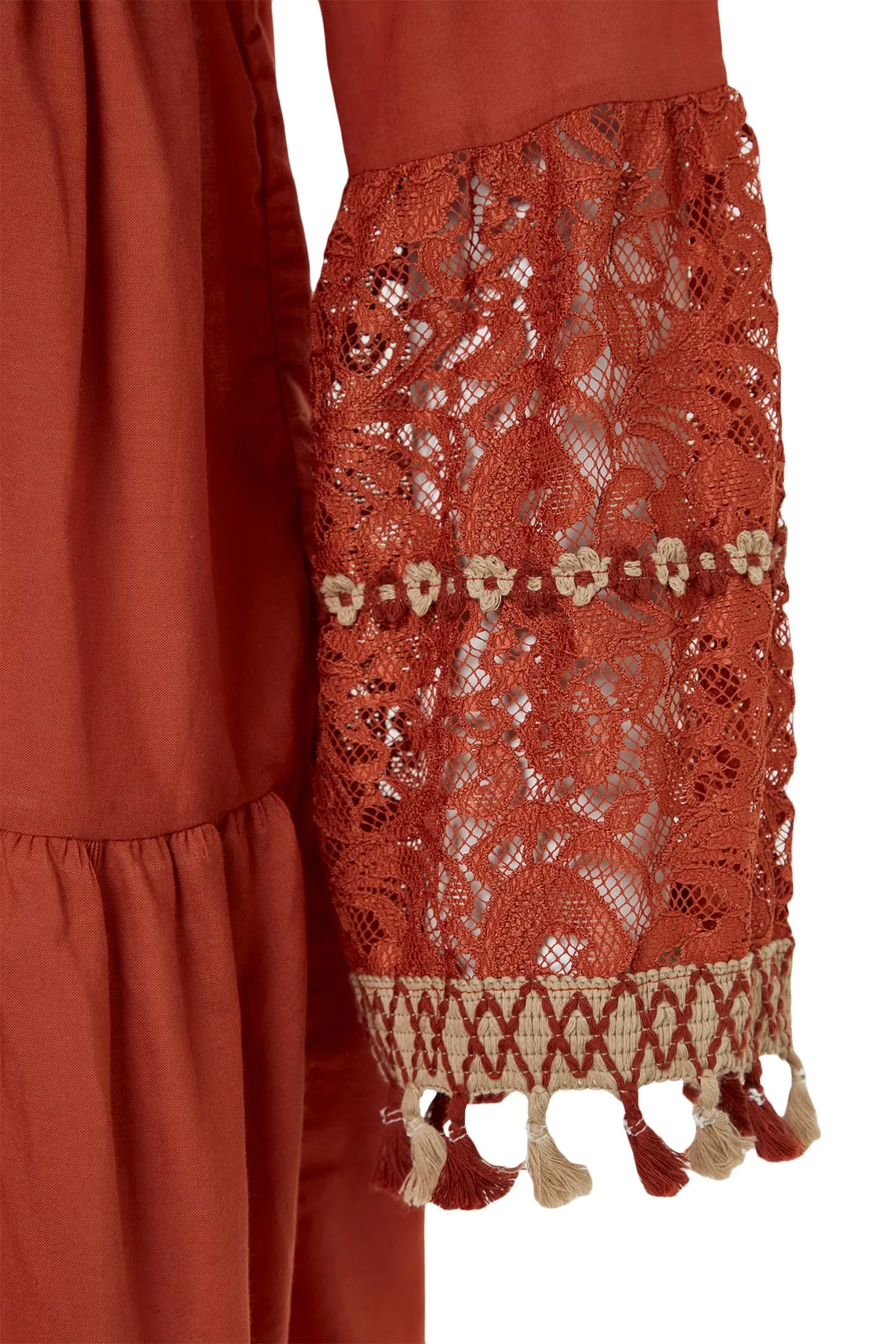 Trendyol Collection  Braunes, gewebtes, besticktes Mini-Strandkleid aus 100 % Baumwolle TBESS20EL0862