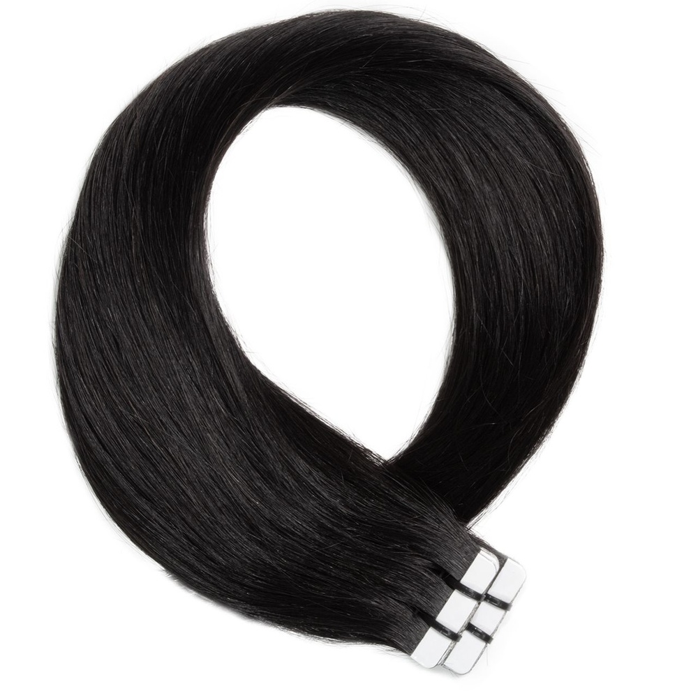 hair2heart Extensions adhésives Premium cheveux naturels #1b Noir naturel extensions