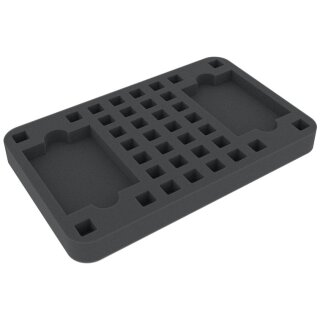 Feldherr 25 mm Half-Size Schaumstoffeinlage mit 36 quadratischen Würfelfächern und 2 Kartenfächern
