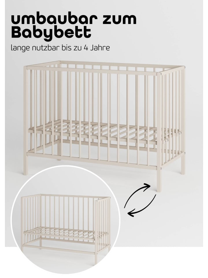 Sämann Beistellbett mit Rollen und Umbauseite - sahara dust - Dreamy 4 in 1 Bett günstig kaufen 60x120 cm
