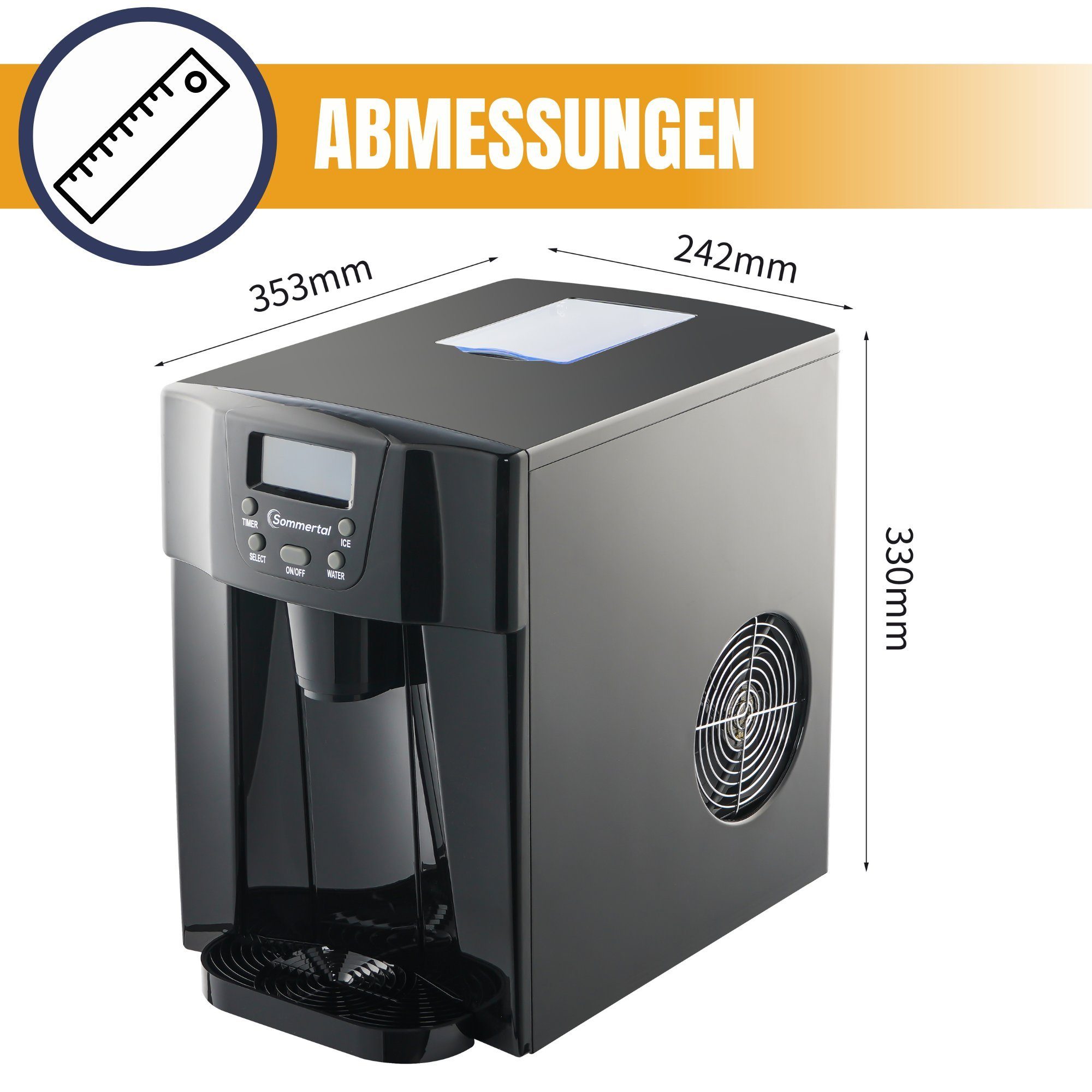 Sommertal Eiswürfelmaschine Sommertal Eiswürfelmaschine EM12E, Ice Maker, schnelle Eisherstellung ab 6 Minuten, 12kg pro Tag
