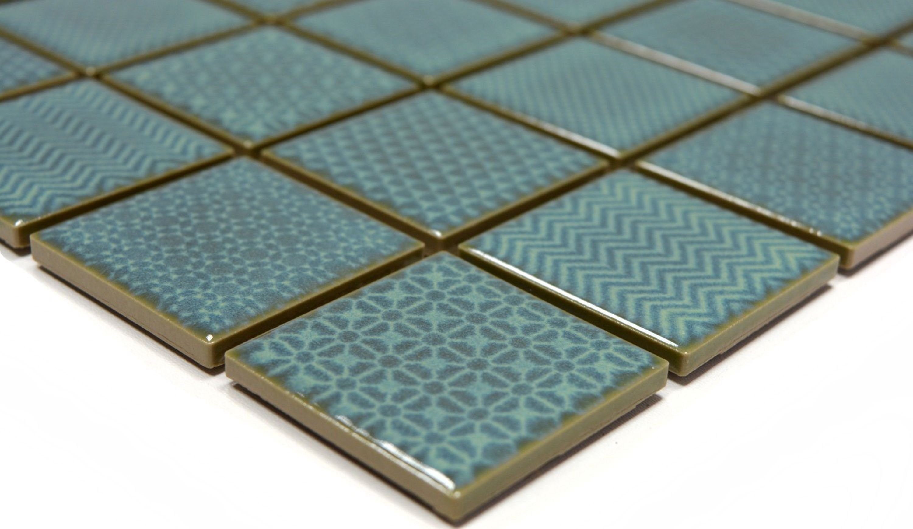 Mosani Mosaikfliesen Keramik Mosaik Fliese türkis grün BAD Pool Fliesenspiegel Küche