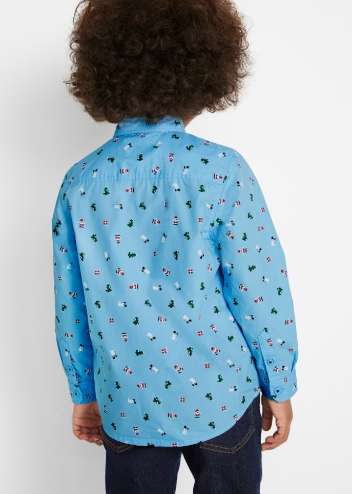 Jungen Langarmhemd mit Fliege und Weihnachtsmotiv (2-tlg.Set)