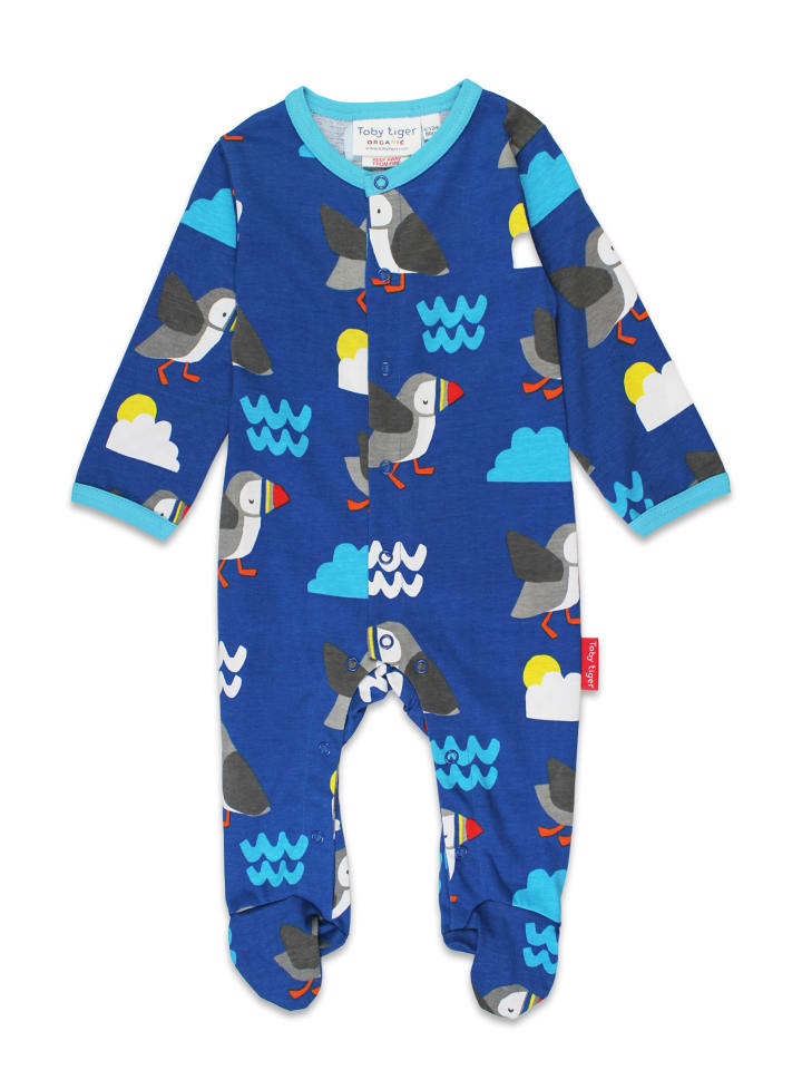 Toby Tiger Schlafanzug mit Papageientaucher Print in blau günstig kaufen