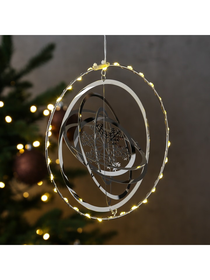 MARELIDA LED Kreis mit Schneeflocke 3D Dekohänger Weihnachten Fensterdeko in silber günstig kaufen onesize