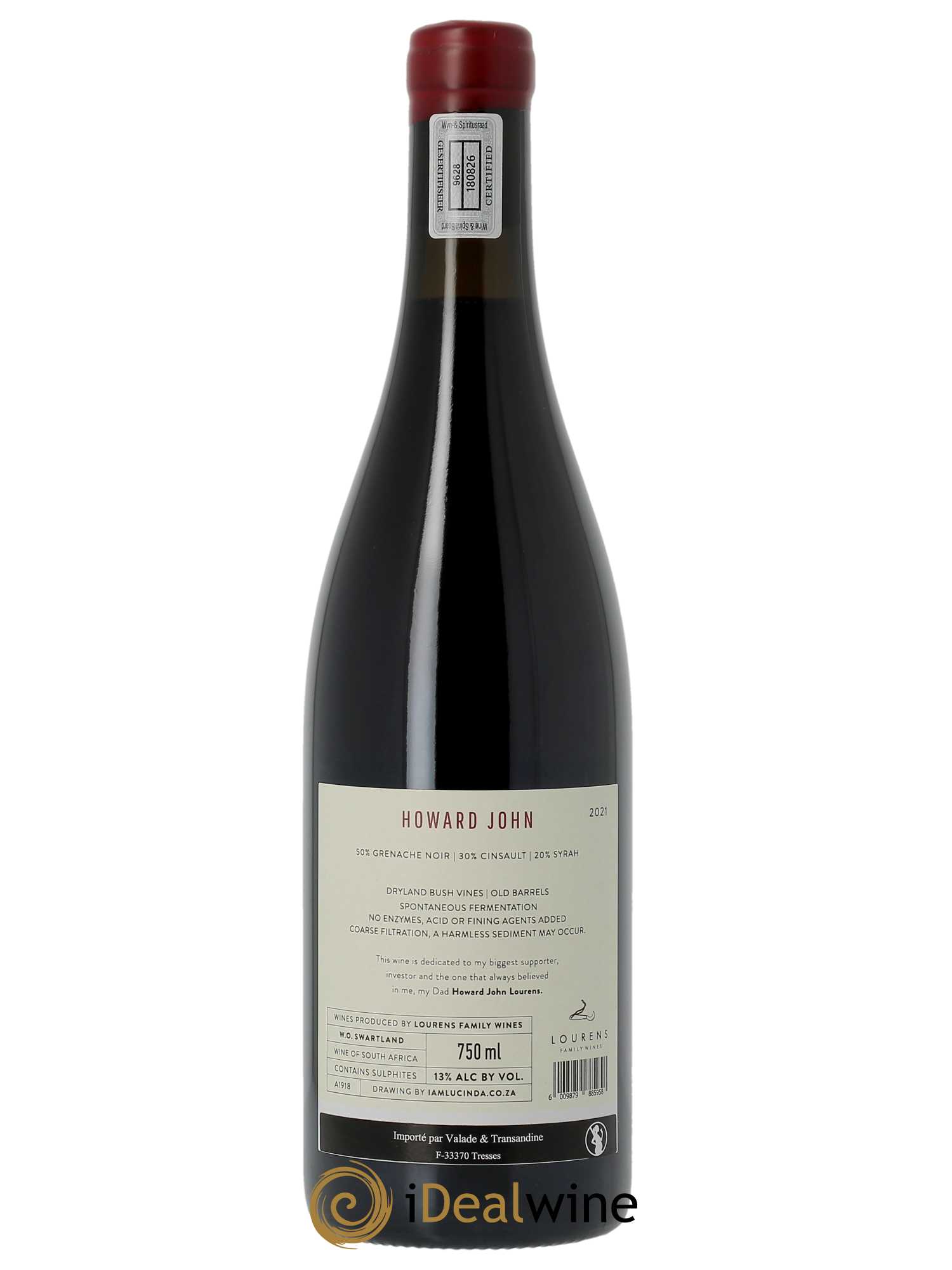 Swartland Lourens Family Wines Howard John  2021 - Lot de 1 Bouteille