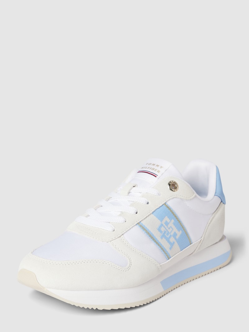 Sneaker mit tonalem Besatz Modell 'RUNNER' in hellblau