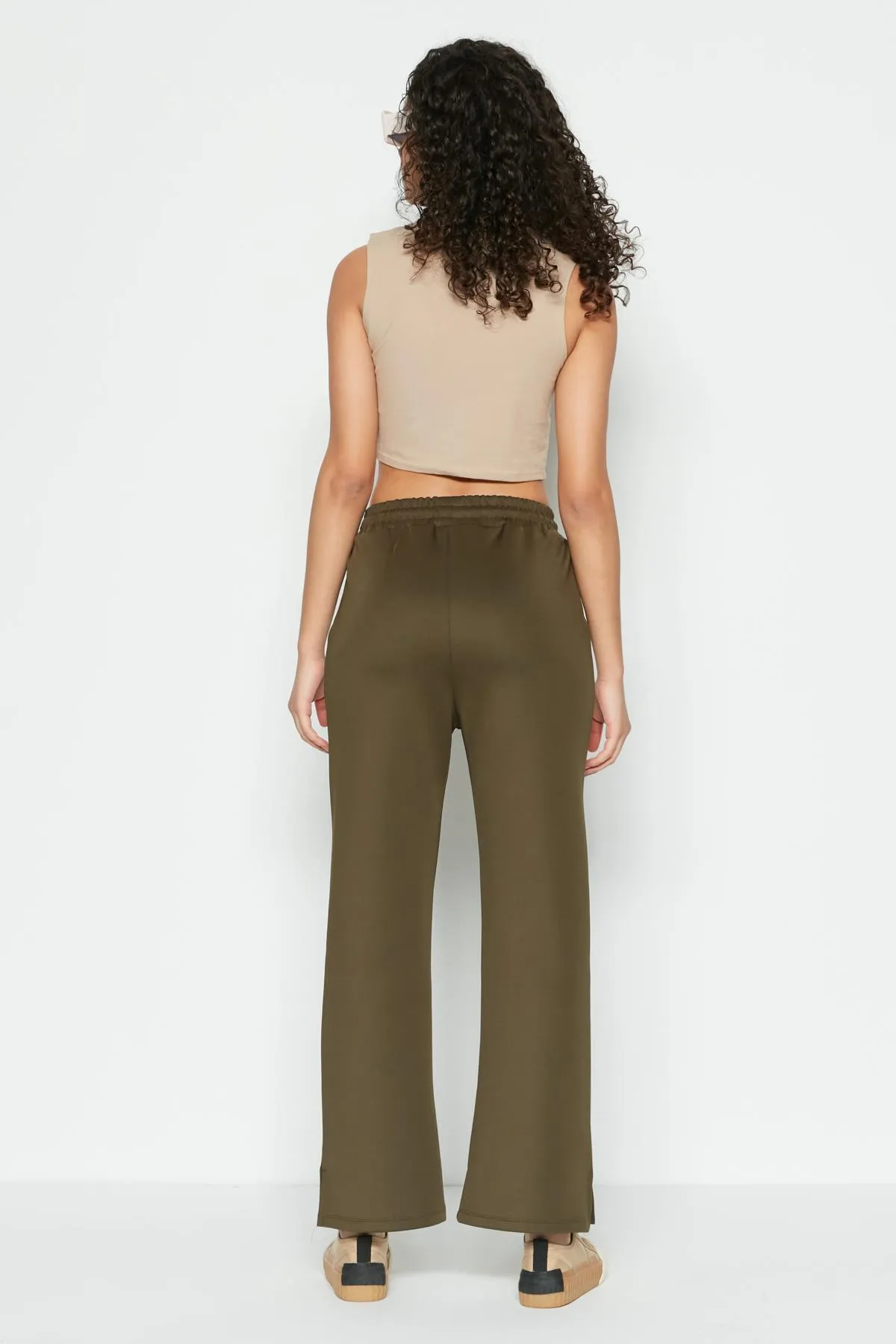C&City  Jogginghose mit Schlitz und spanischem Bein, 843 Khaki
