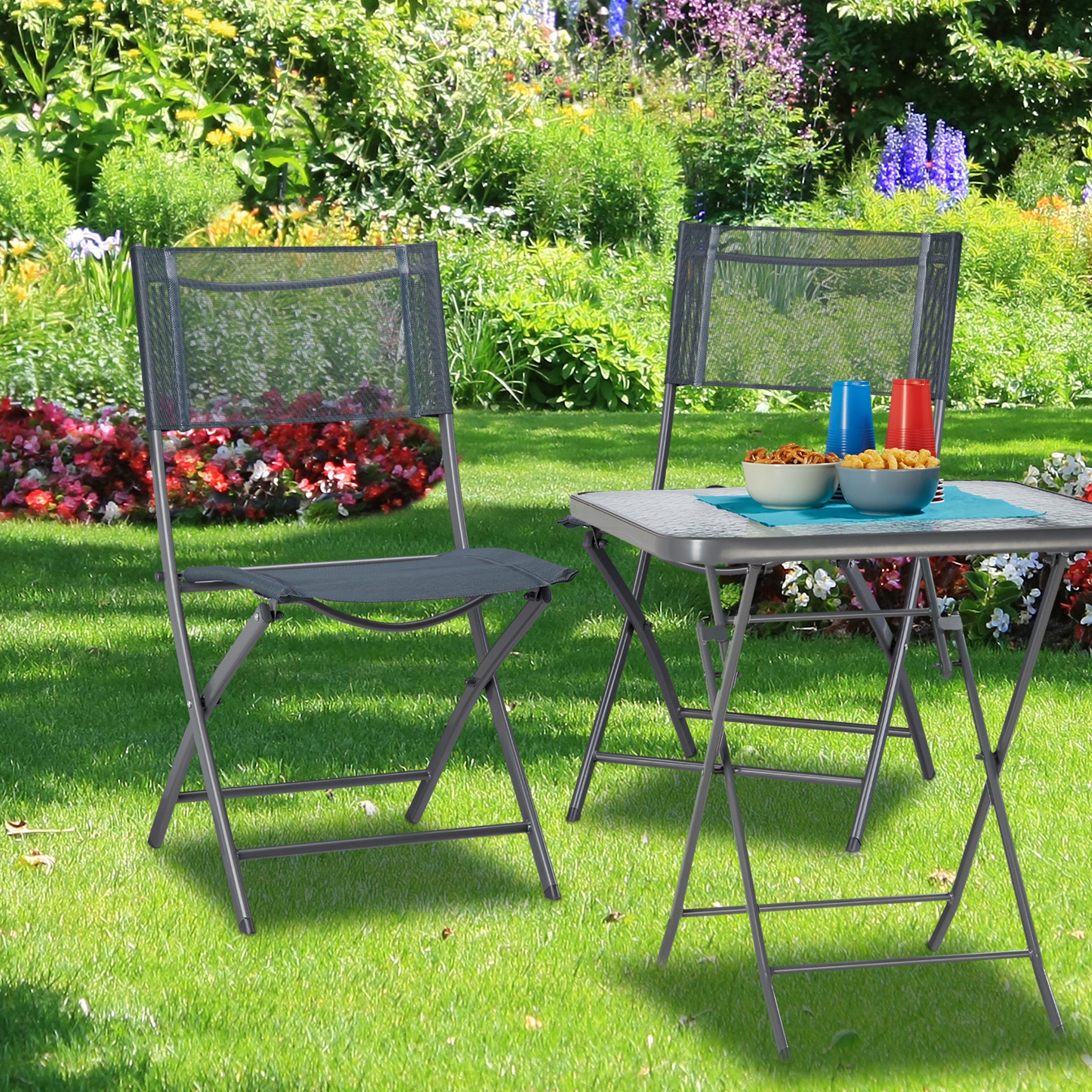 relaxdays Klappstuhl Klappstuhl Balkon 2er Set