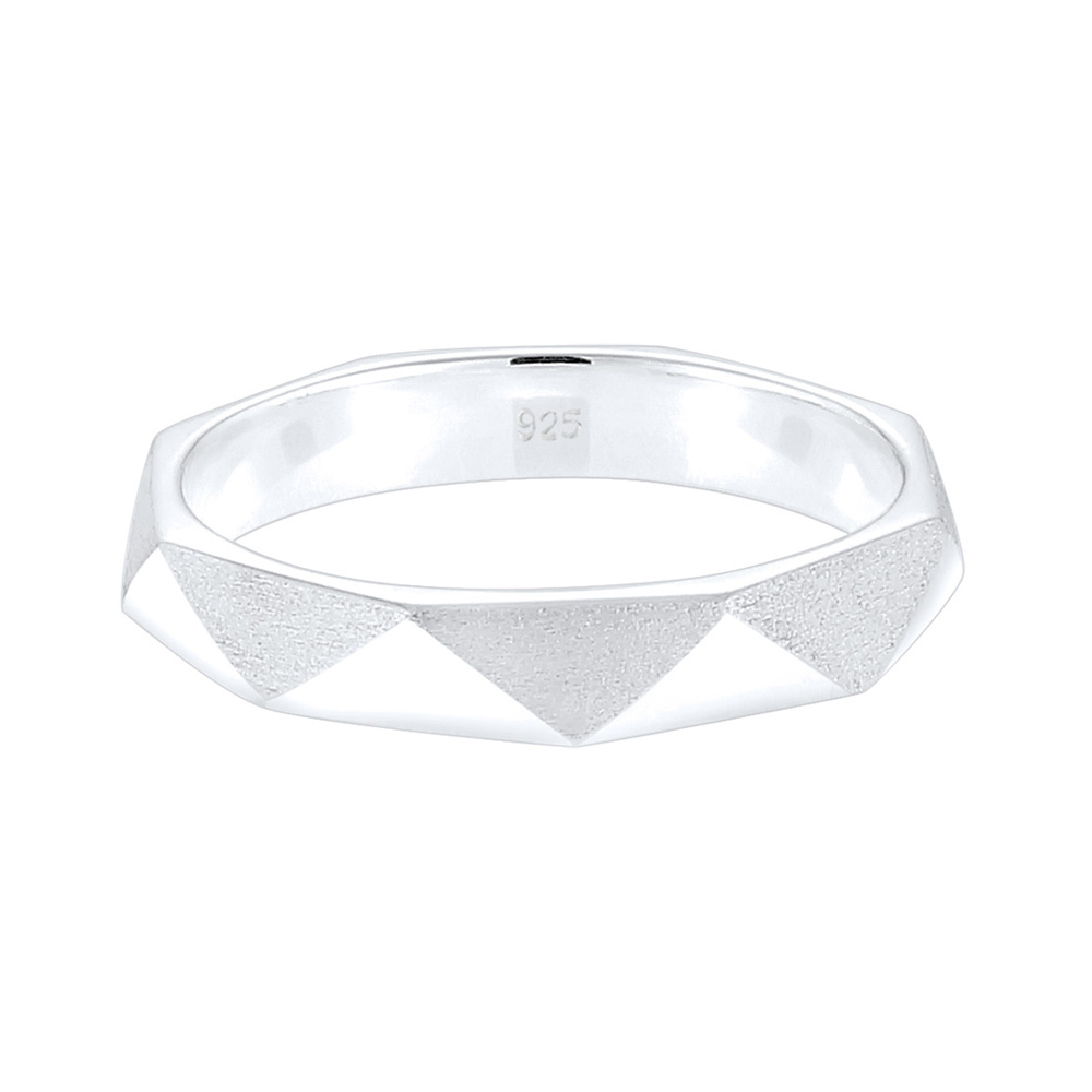 Elli Elli Bague Hexagon Geo Minimal glänzend brushed 925 Silber Bague