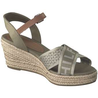 Tommy Hilfiger Webbing Low Wedge Sandal in grün