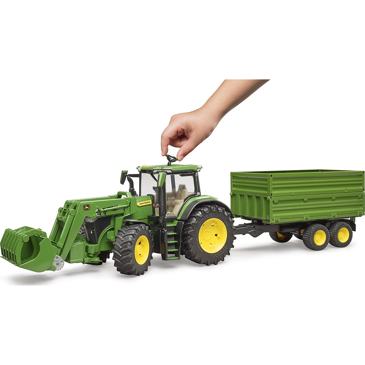 BRUDER Traktor John Deere mit Anhänger 1:16