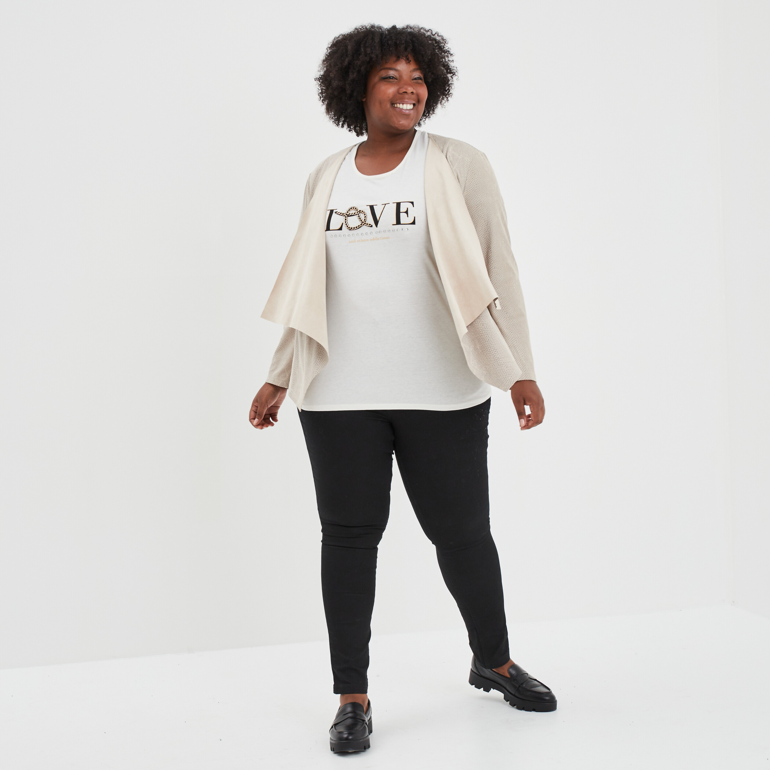 Veste à pans aspect suédine sable femme grande taille | La Halle