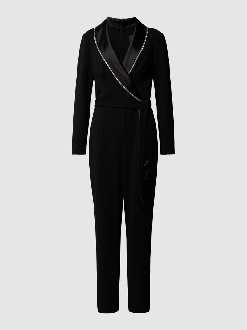Jumpsuit mit Stoffgürtel in schwarz