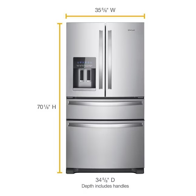 Whirlpool 24.5-cu ft 4-Door French Door Refrigerator with Ice Maker (Fingerprint Resistant Stainless Steel) ENERGY STAR